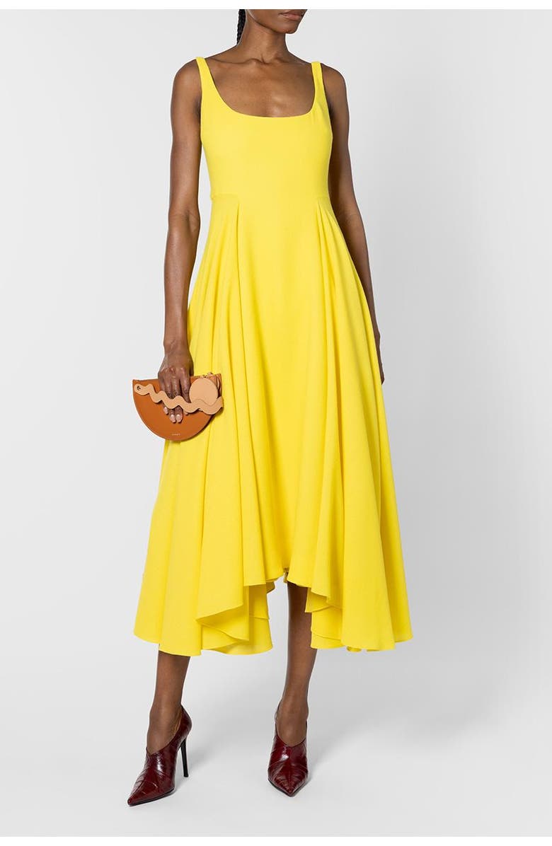 Roksanda Awn Crepe Floaty Midi Dress, Alternate, color, Jaune