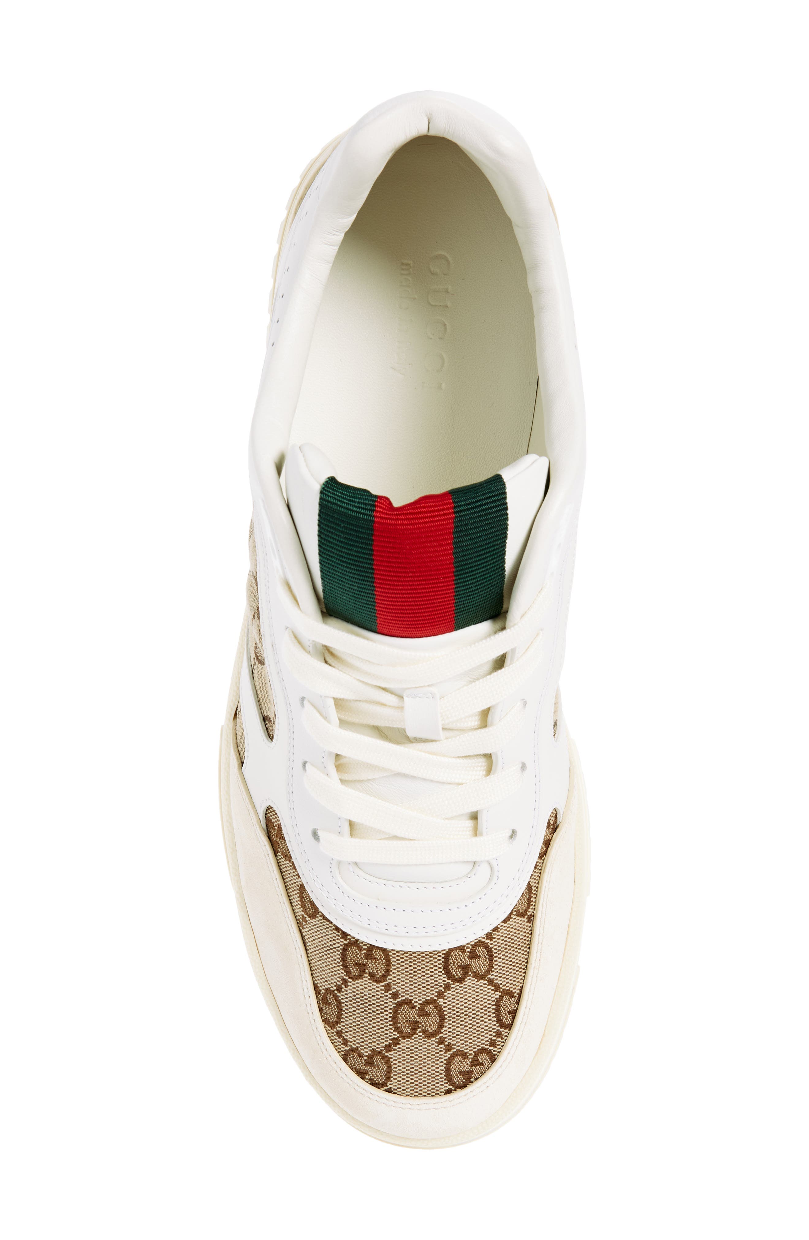Gucci Re-Web Mixed Media Low Top Sneaker, Alternate, color, Beige Whte