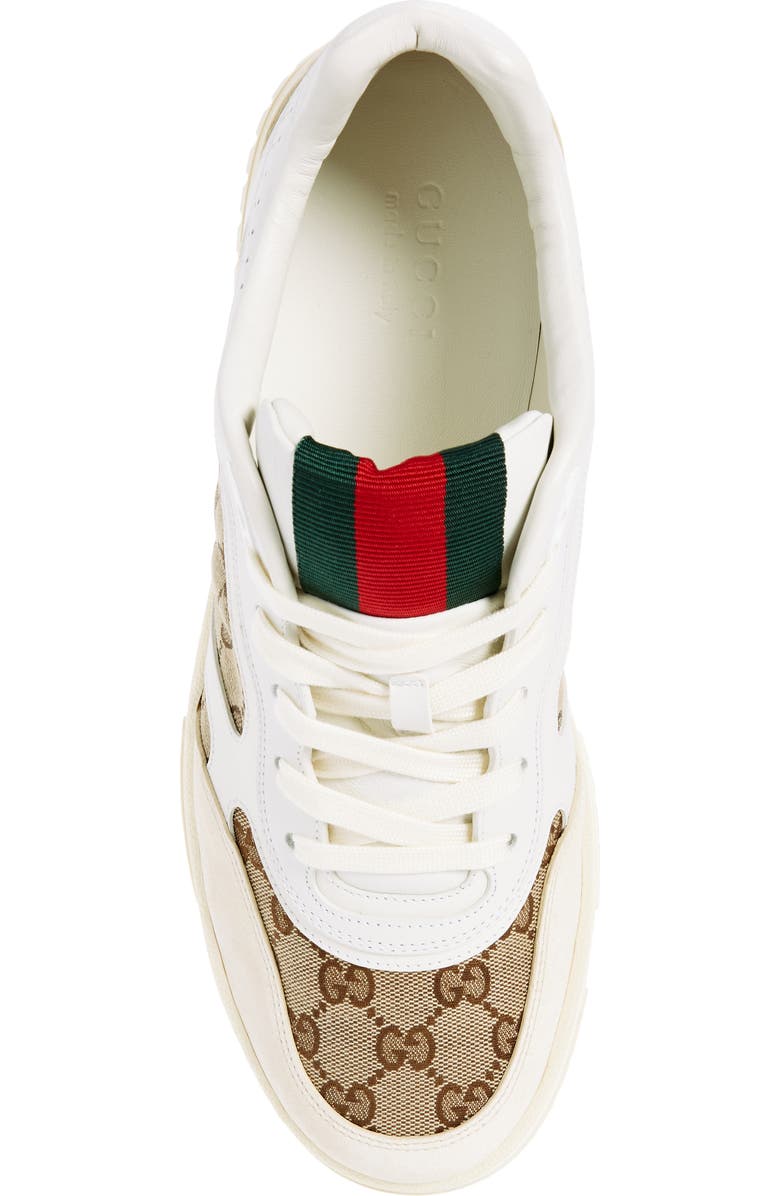 Gucci Re-Web Mixed Media Low Top Sneaker, Alternate, color, Beige Whte