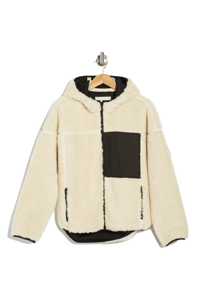 Hooded Faux Shearling Jacket, Alternate, color, IVORY
