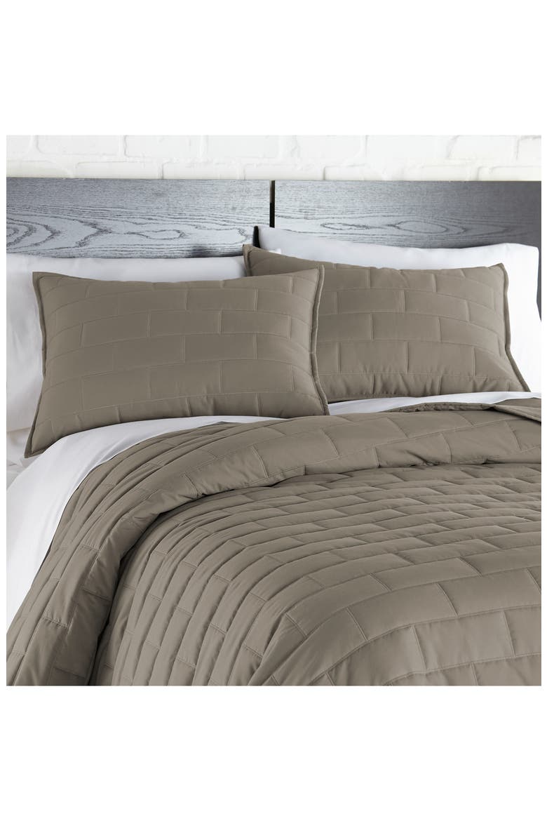 Premium Collection Vilano Brickyard Quilt Set, Alternate, color, DARK TAUPE