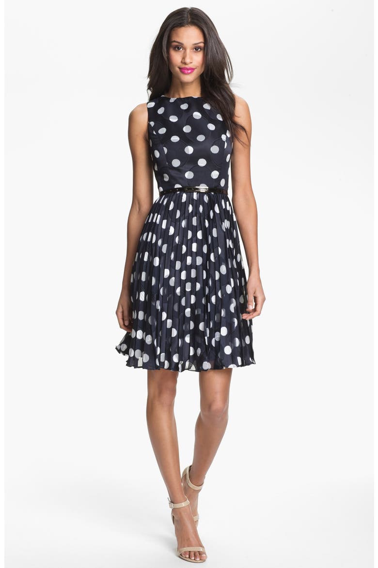 Burnout Polka Dot Dress, Main, color, NAVY