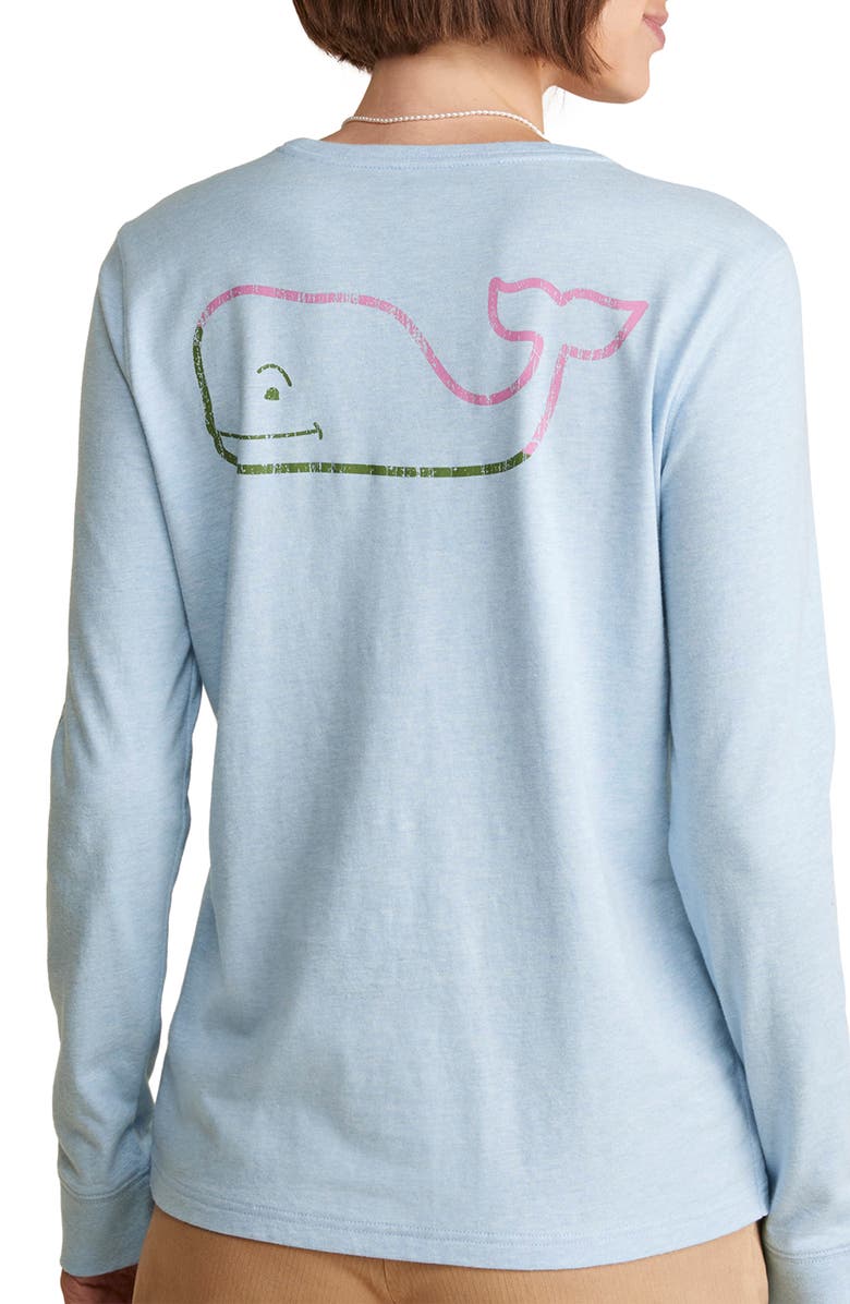 vineyard vines Ombré Whale Long Sleeve Cotton Graphic Pocket T-Shirt, Alternate, color,