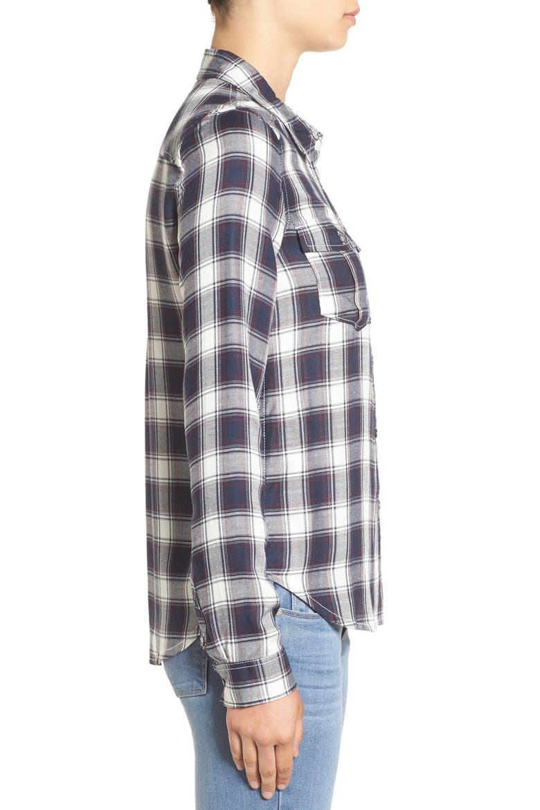 'Mya' Plaid Shirt, Alternate, color, DARK INK BLUE/ WHITE/ SYRAH