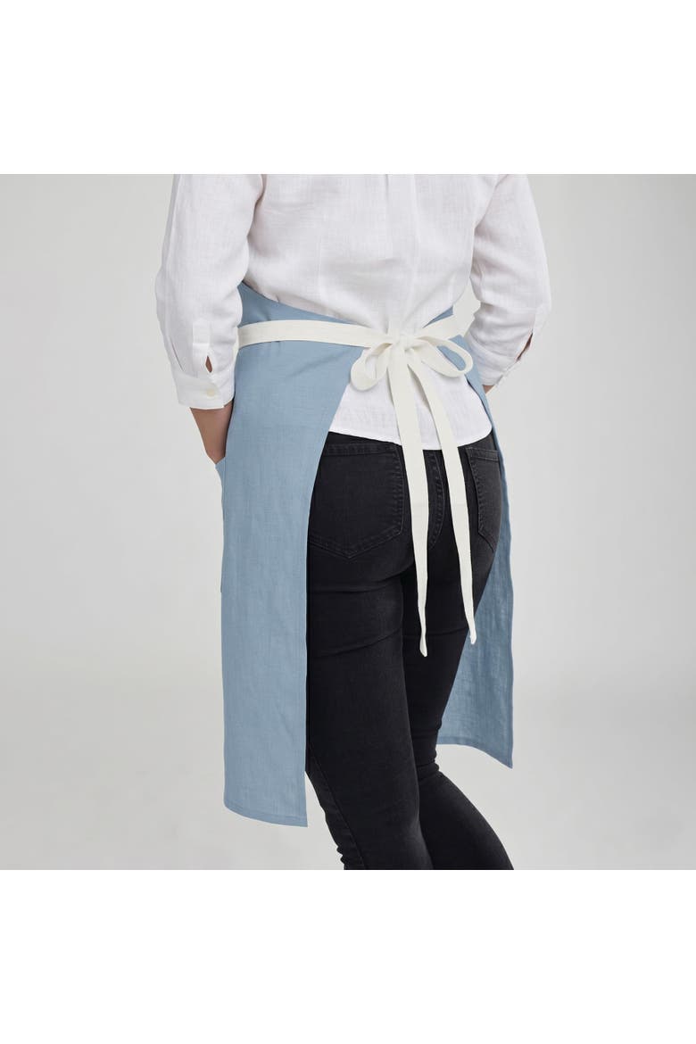 Everyday Linen Apron, Alternate, color, Dusty Blue / White