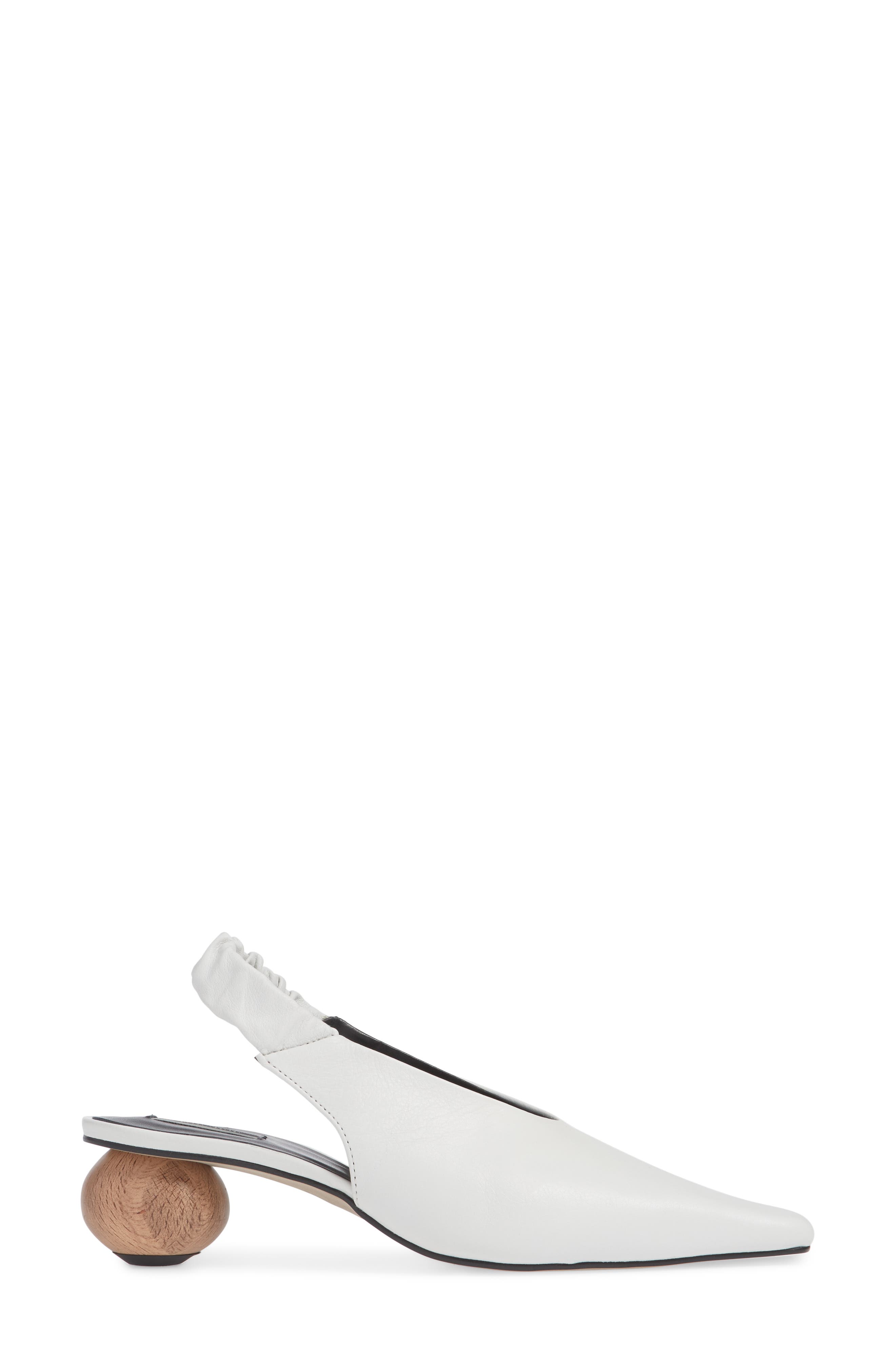 Jasper Ball Slingback Pump, Alternate, color, WHITE LEATHER
