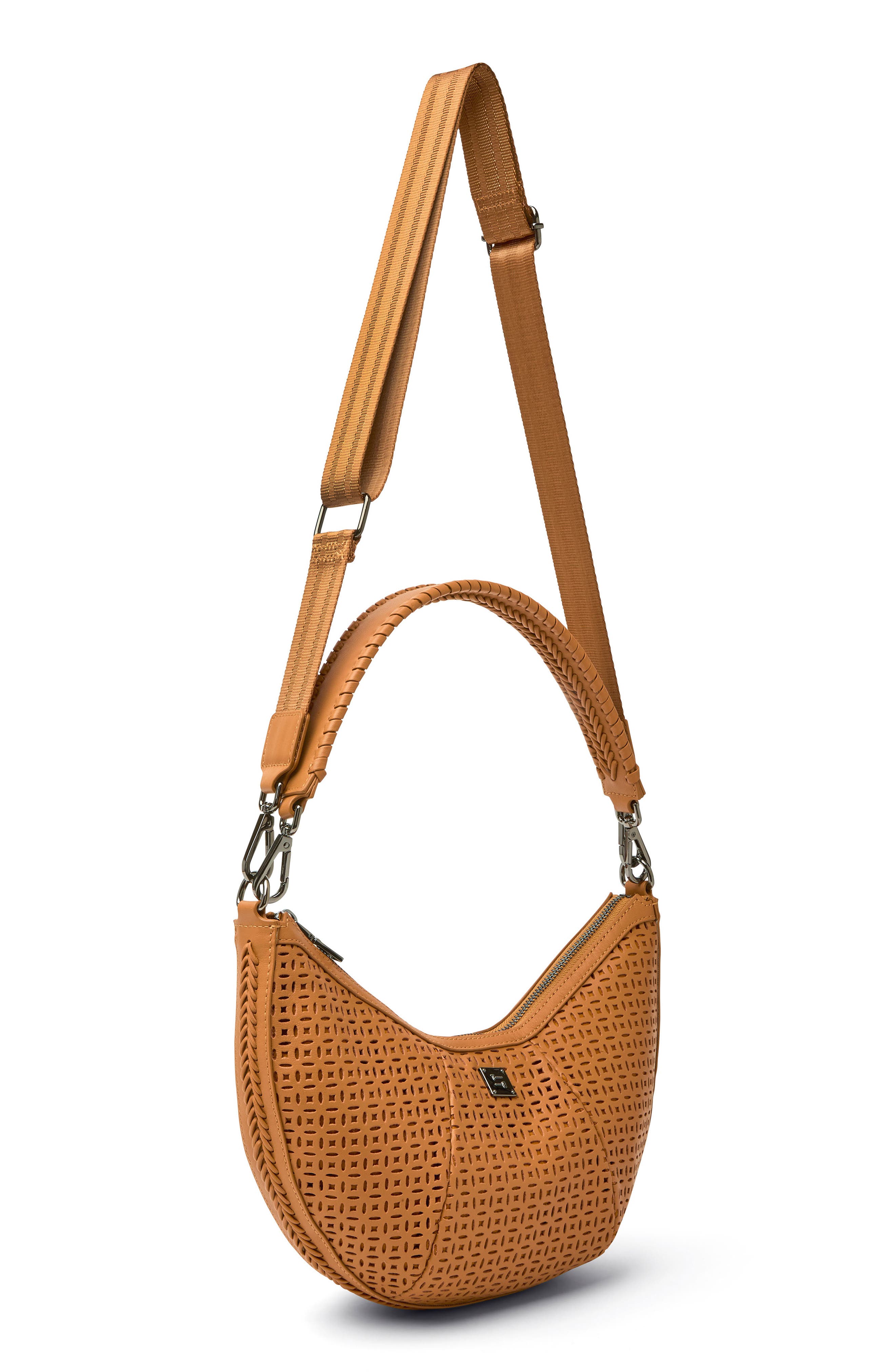 THINK ROYLN Posh Leather Shoulder Bag, Alternate, color, Terracotta Perforated Leather