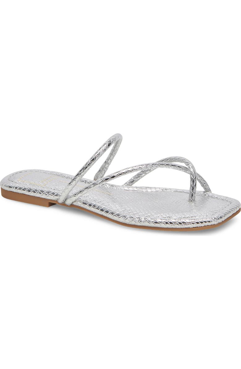 Dolce Vita Leanna Slide Sandal, Main, color, Silver Embossed Leat