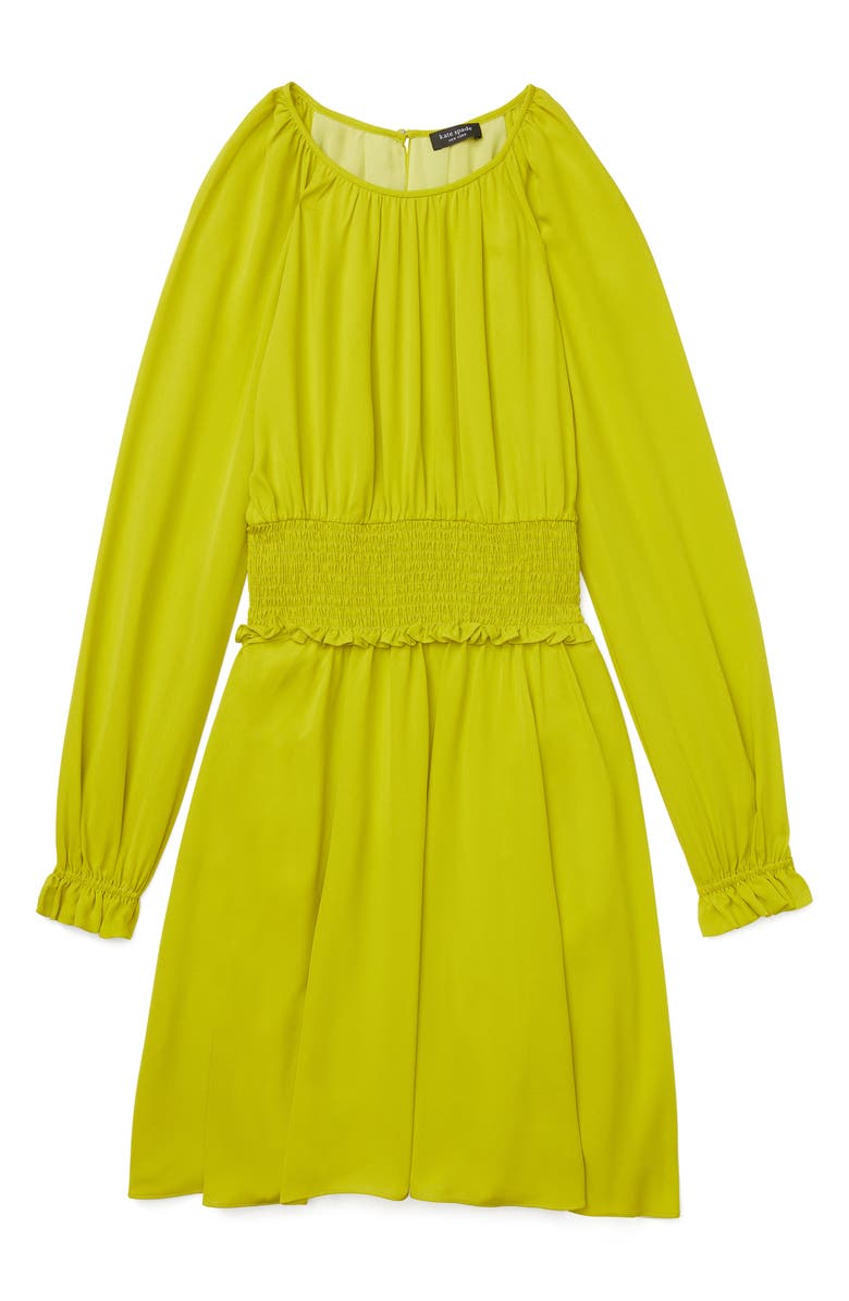 Kate Spade New York smock waist long sleeve silk georgette dress, Alternate, color, 