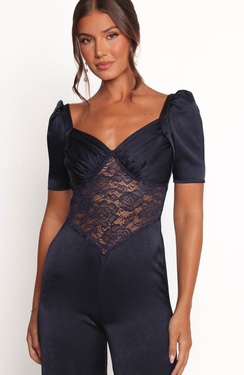 Petal And Pup Petal & Pup Milana Lace Inset Satin Jumpsuit In Black