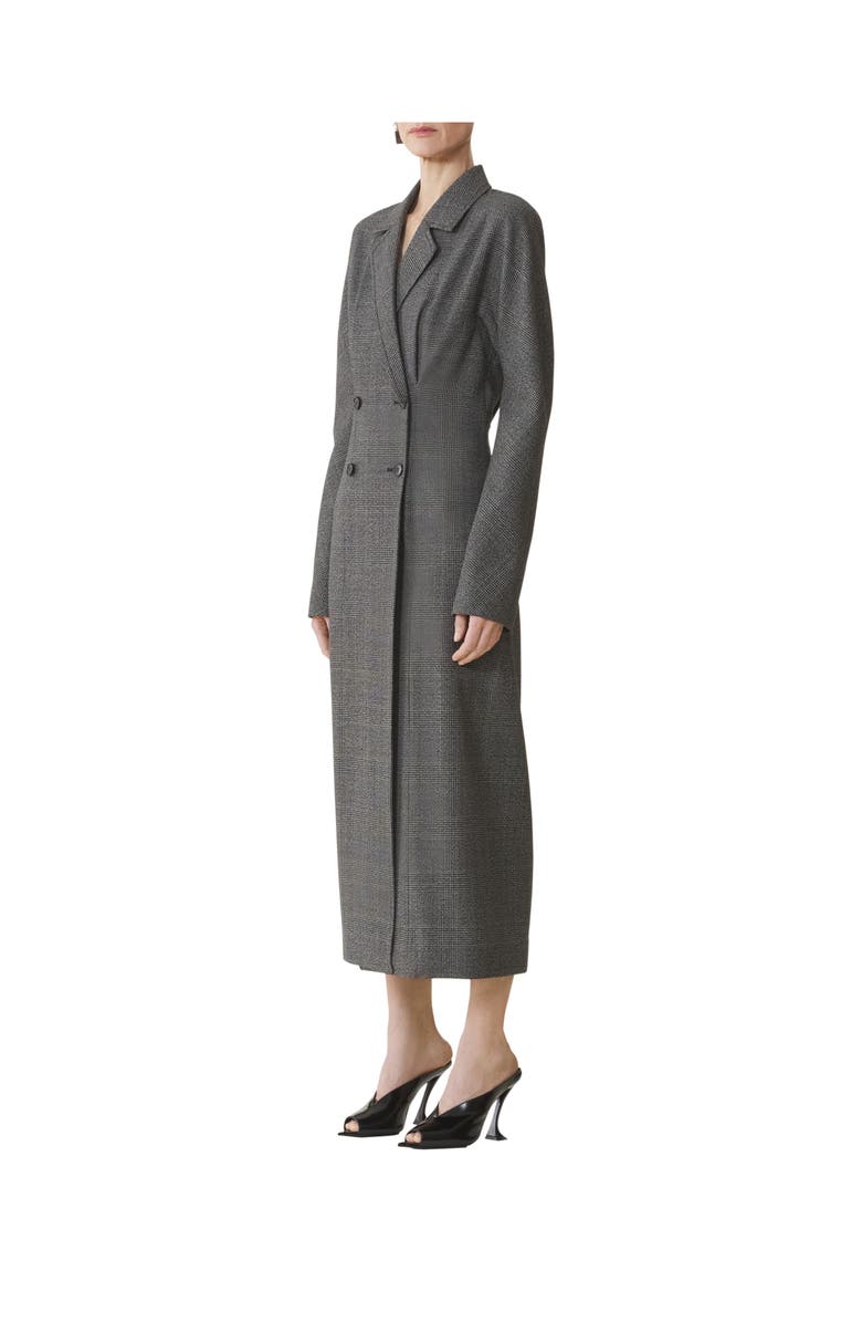 Lanvin Double-Breasted Prince Of Wales Wool Dress, Alternate, color, Dark Grey Melange