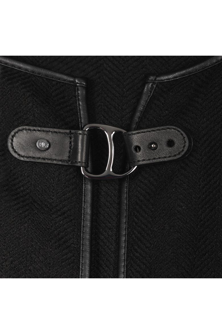 ruana with equestrian buckle, Alternate, color, black
