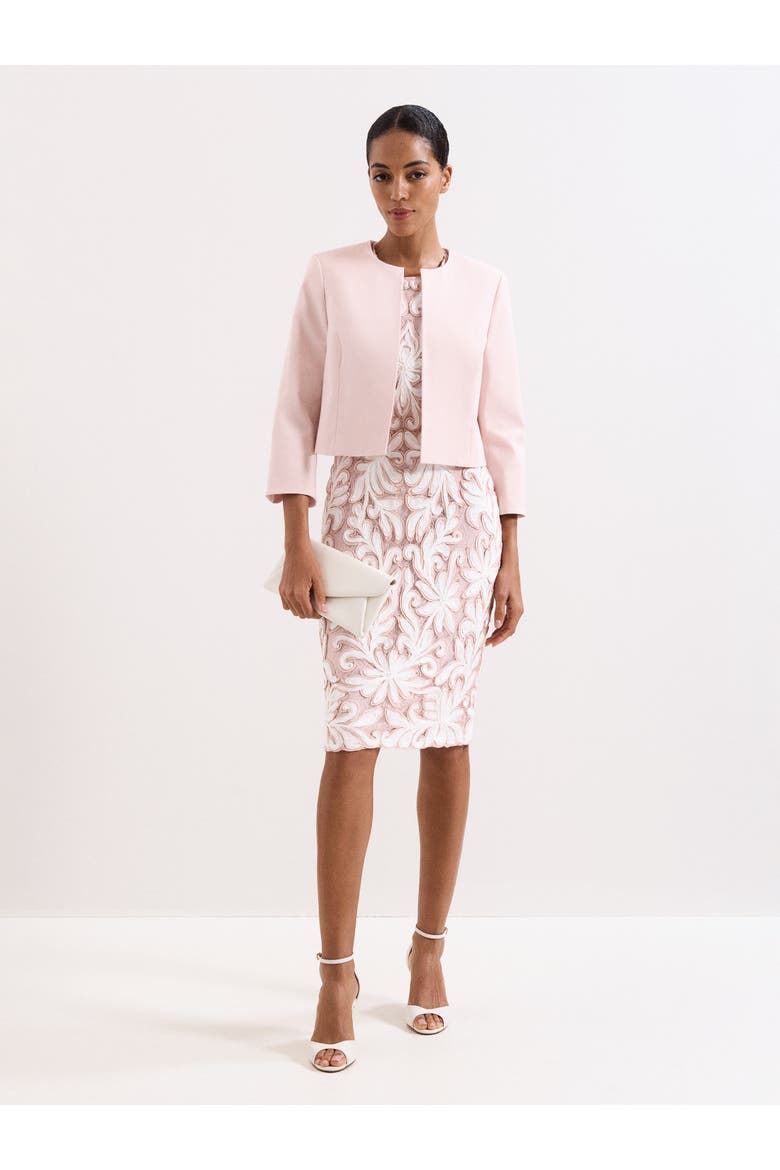 Cropped Round Neck Jacket, Alternate, color, Pale Pink