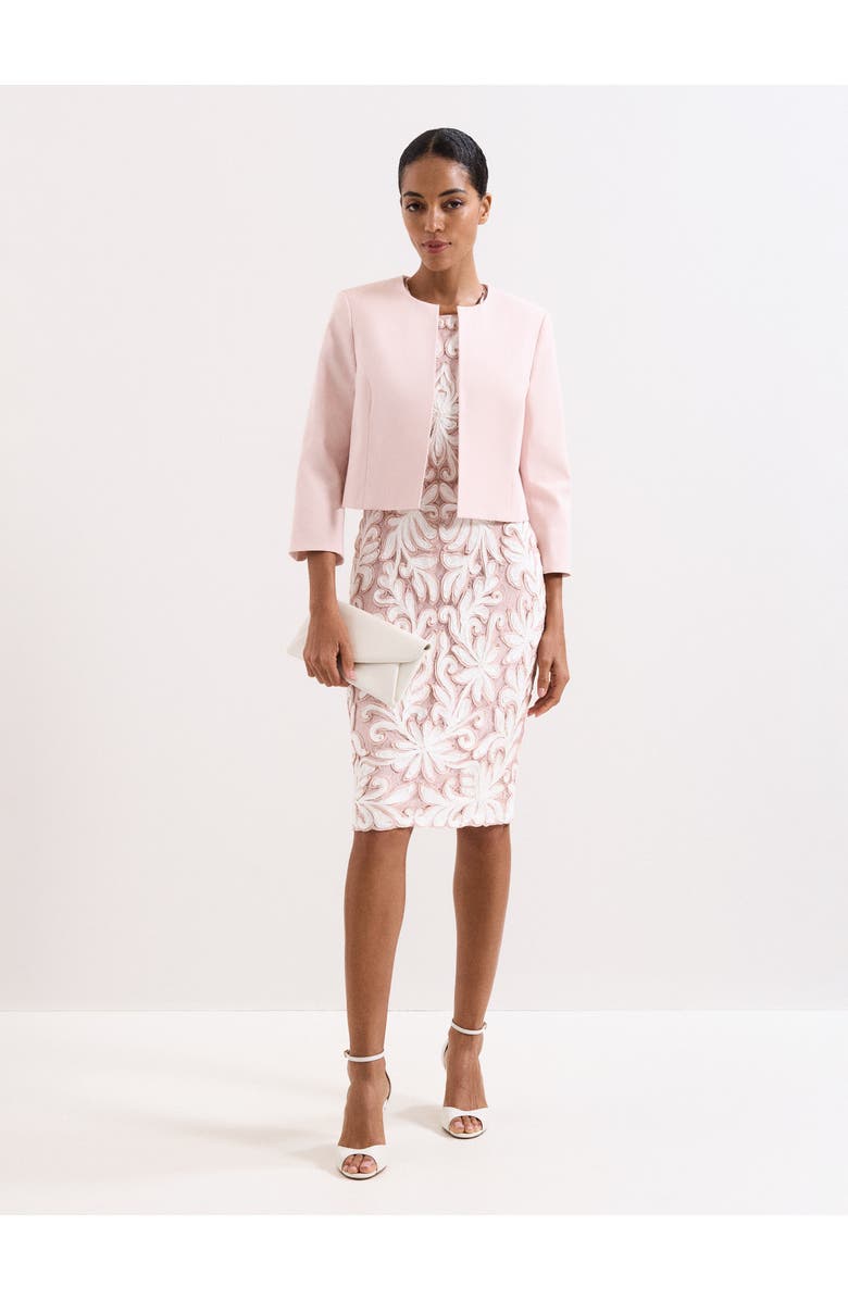 Phase Eight Elizabeth Cropped Round Neck Jacket, Alternate, color, Pale Pink