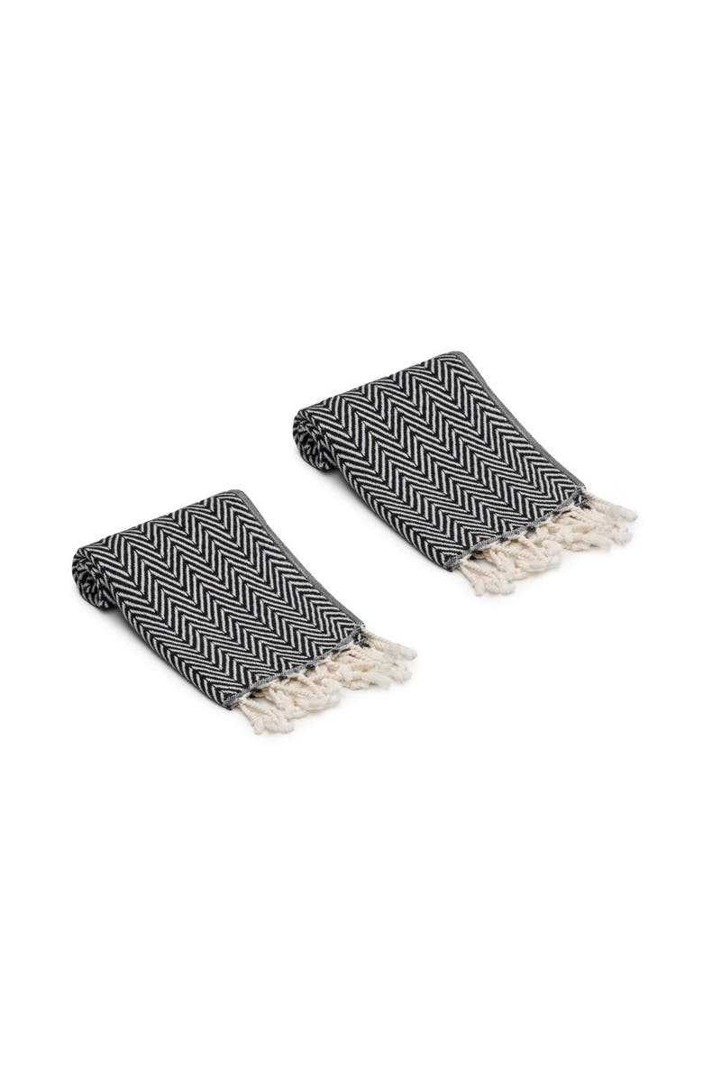 Oliviera Home Herringbone Turkish Cotton Hand Towels - Set of 2, Main, color, Black