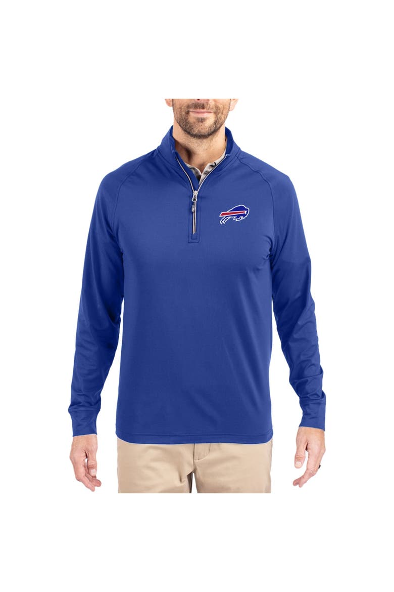Men's Cutter & Buck Royal Buffalo Bills Adapt Eco Knit Quarter-Zip Pullover Jacket, Main, color, Royal