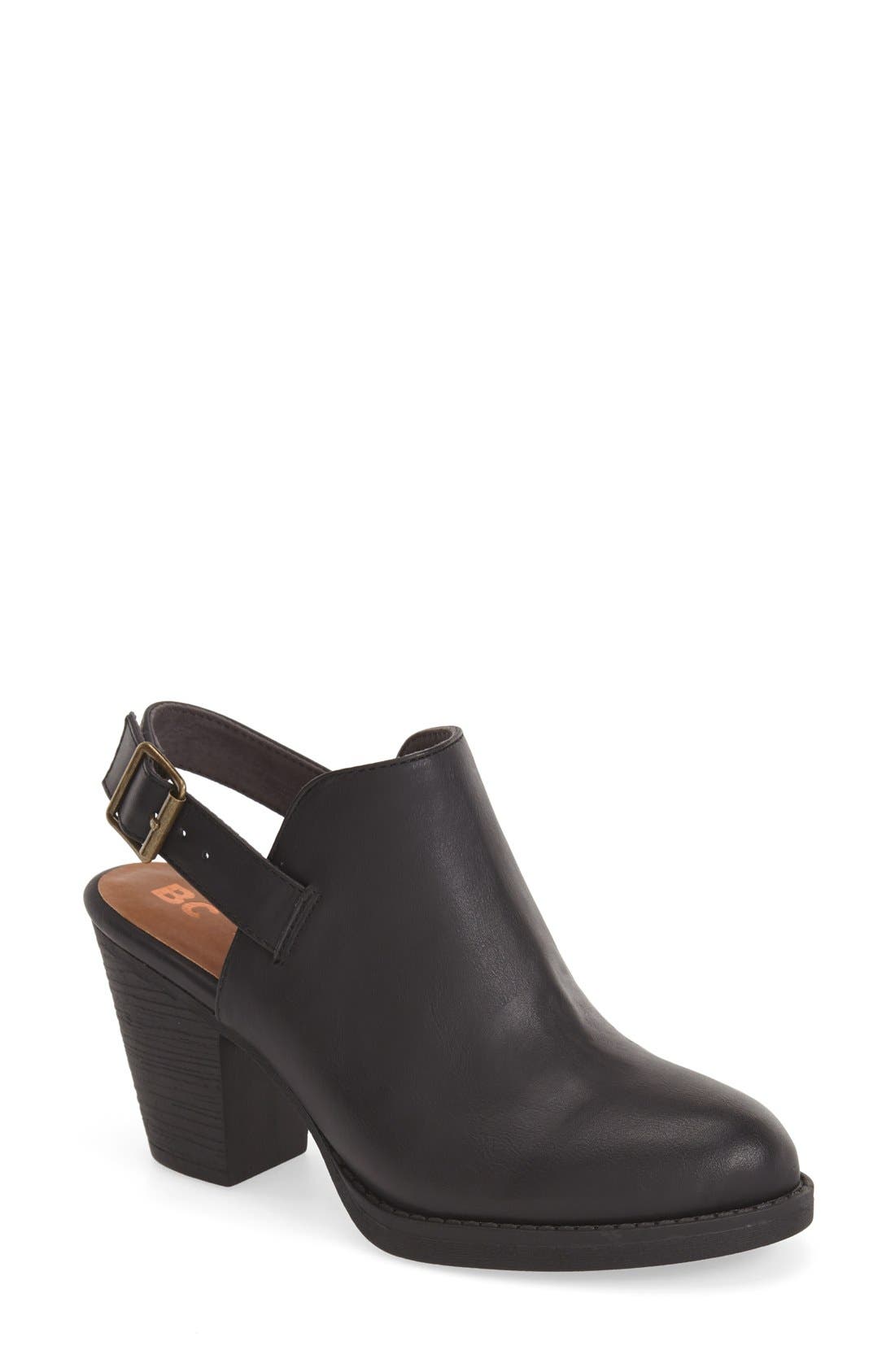 'Like Clockwork' Clog, Main, color, BLACK FAUX LEATHER