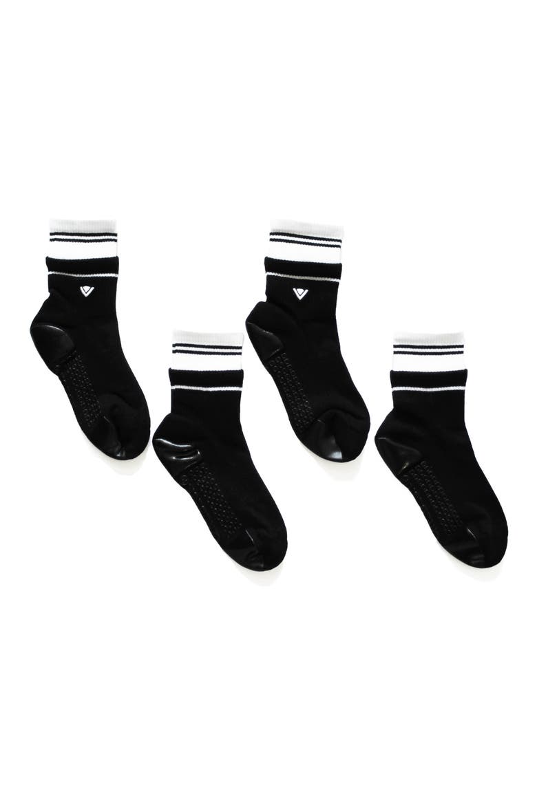 Double Decker 2-Pack Crew Grip Socks, Alternate, color, BLACK