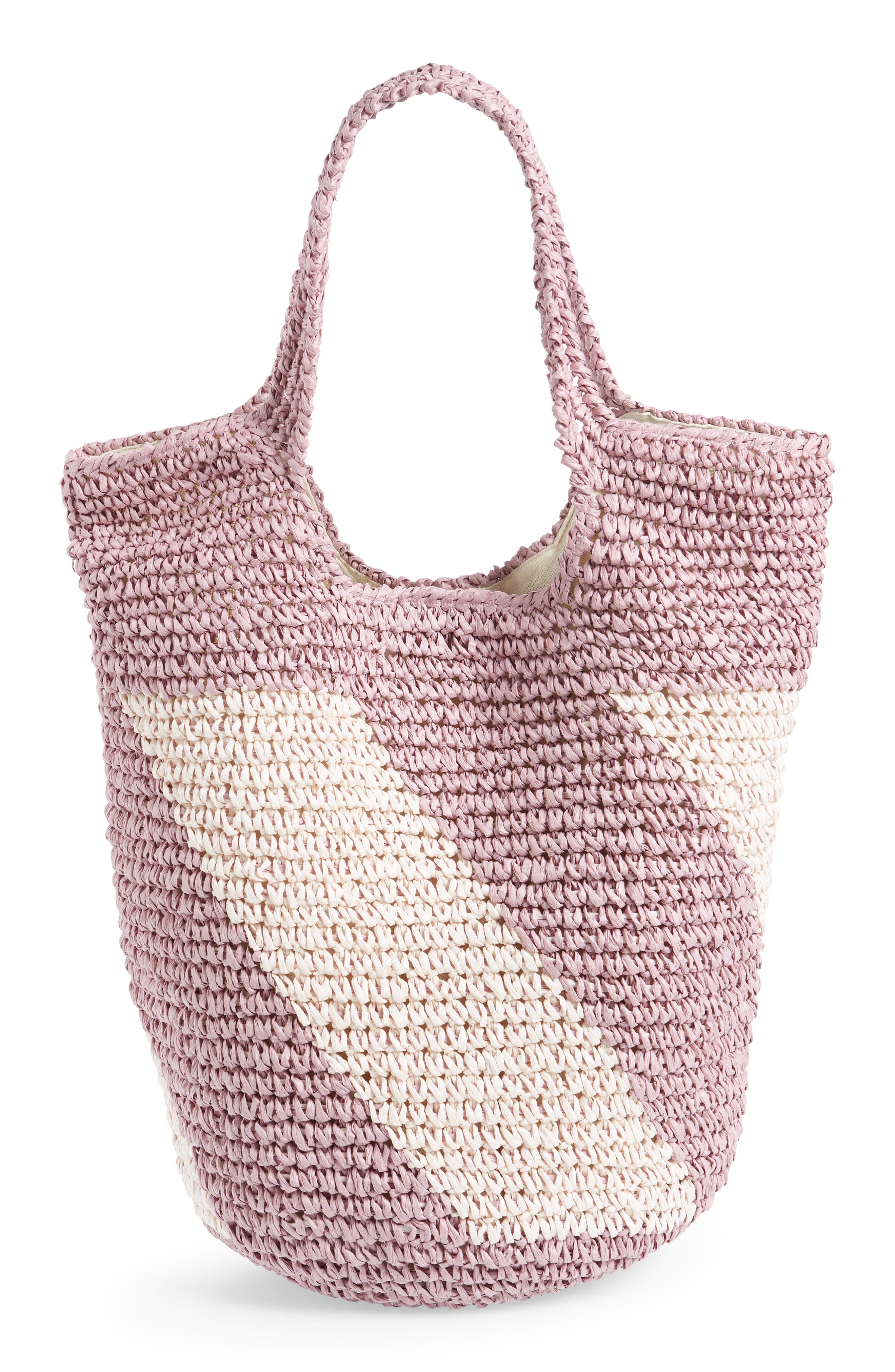 Demi Diagonal Straw Shoulder Bag, Main, color, LAVENDER PETAL