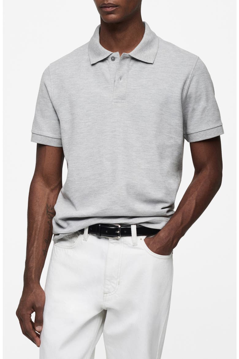 Cotton Piqué Polo, Main, color, MEDIUM HEATHER GREY