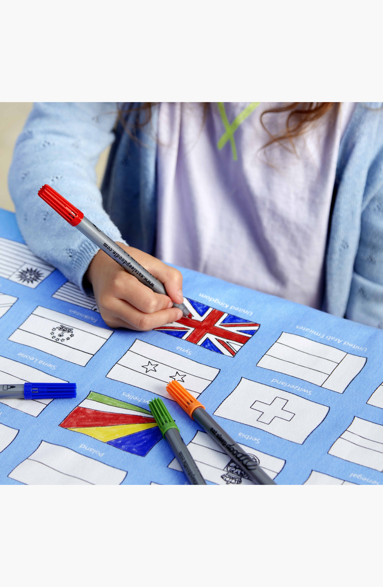Eat Sleep Doodle World Flags Tablecloth, Alternate, color, Light Blue