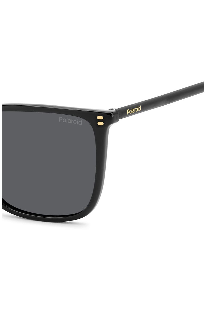 56mm Polarized Square Sunglasses, Alternate, color, BLACK/ GREY PZ