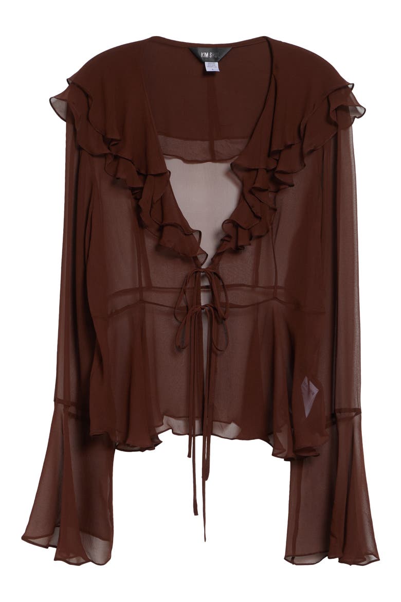 Arianna Silk Chiffon Tie Shirt, Alternate, color, BROWN
