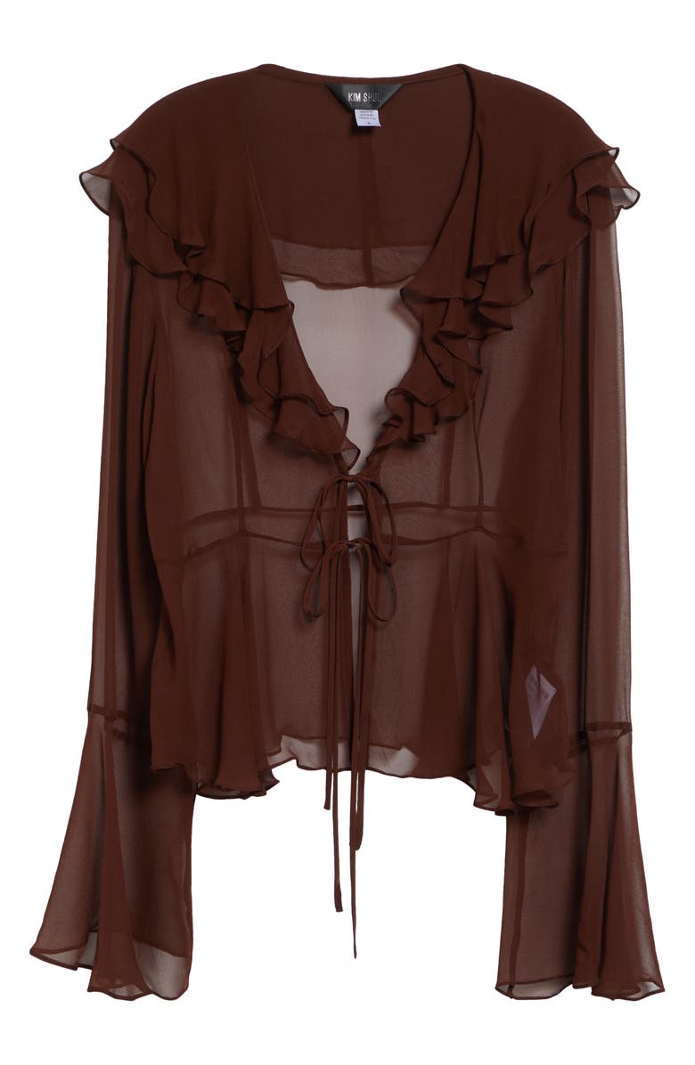 KIM SHUI Arianna Silk Chiffon Tie Shirt, Main, color, Brown