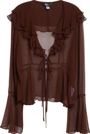 KIM SHUI Arianna Silk Chiffon Tie Shirt