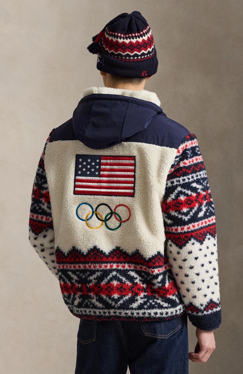 Polo Ralph Lauren Team USA Hybrid Fleece Zip Hoodie, Alternate, color, Refined Navy Multi