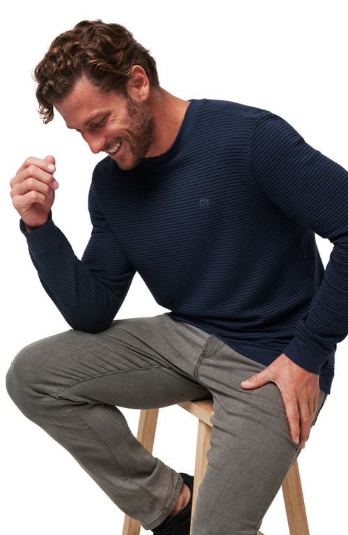 Travismathew Thick As Thieves Rib Crewneck Sweatshirt In Blue