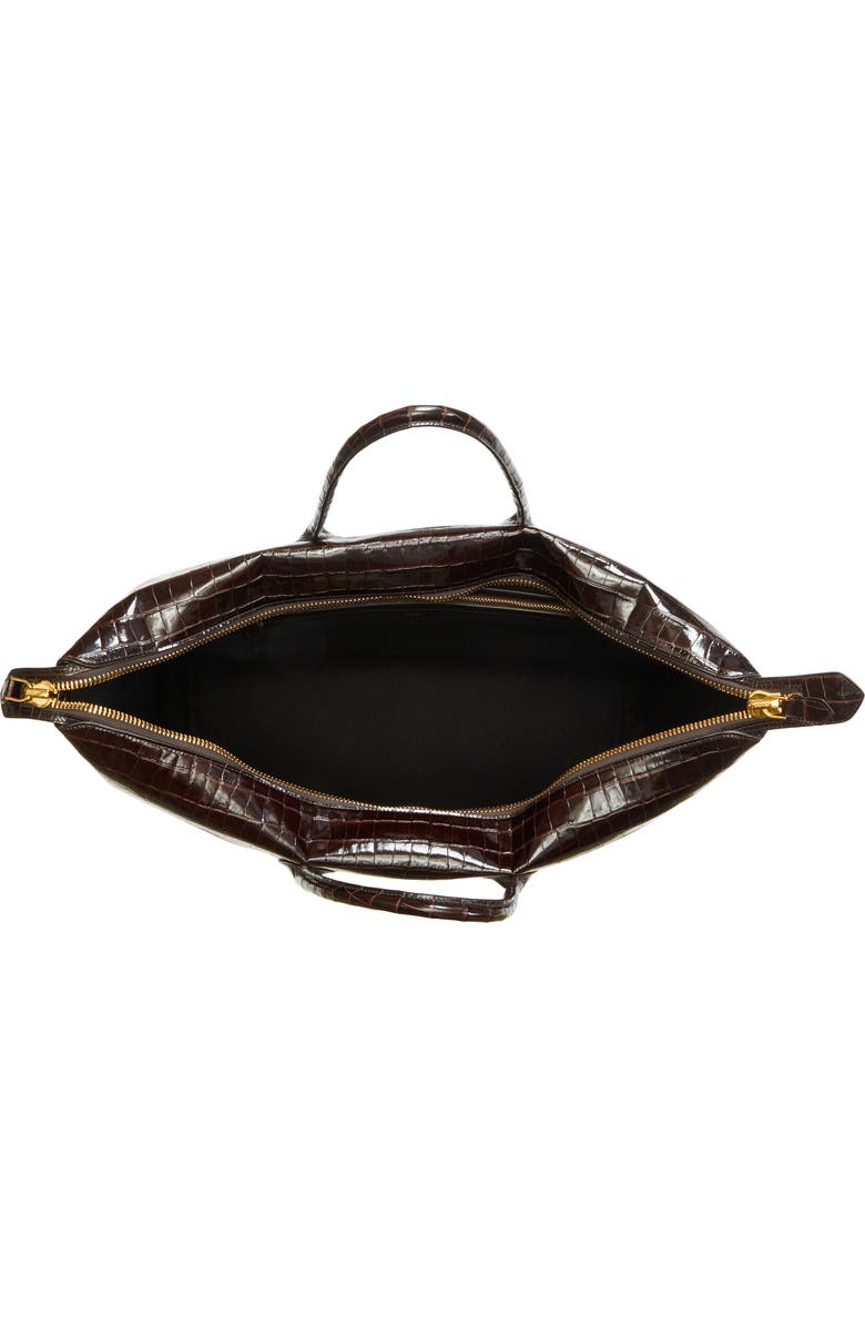 TOM FORD Croc Embossed Leather Travel Bag, Alternate, color, Dark Wood