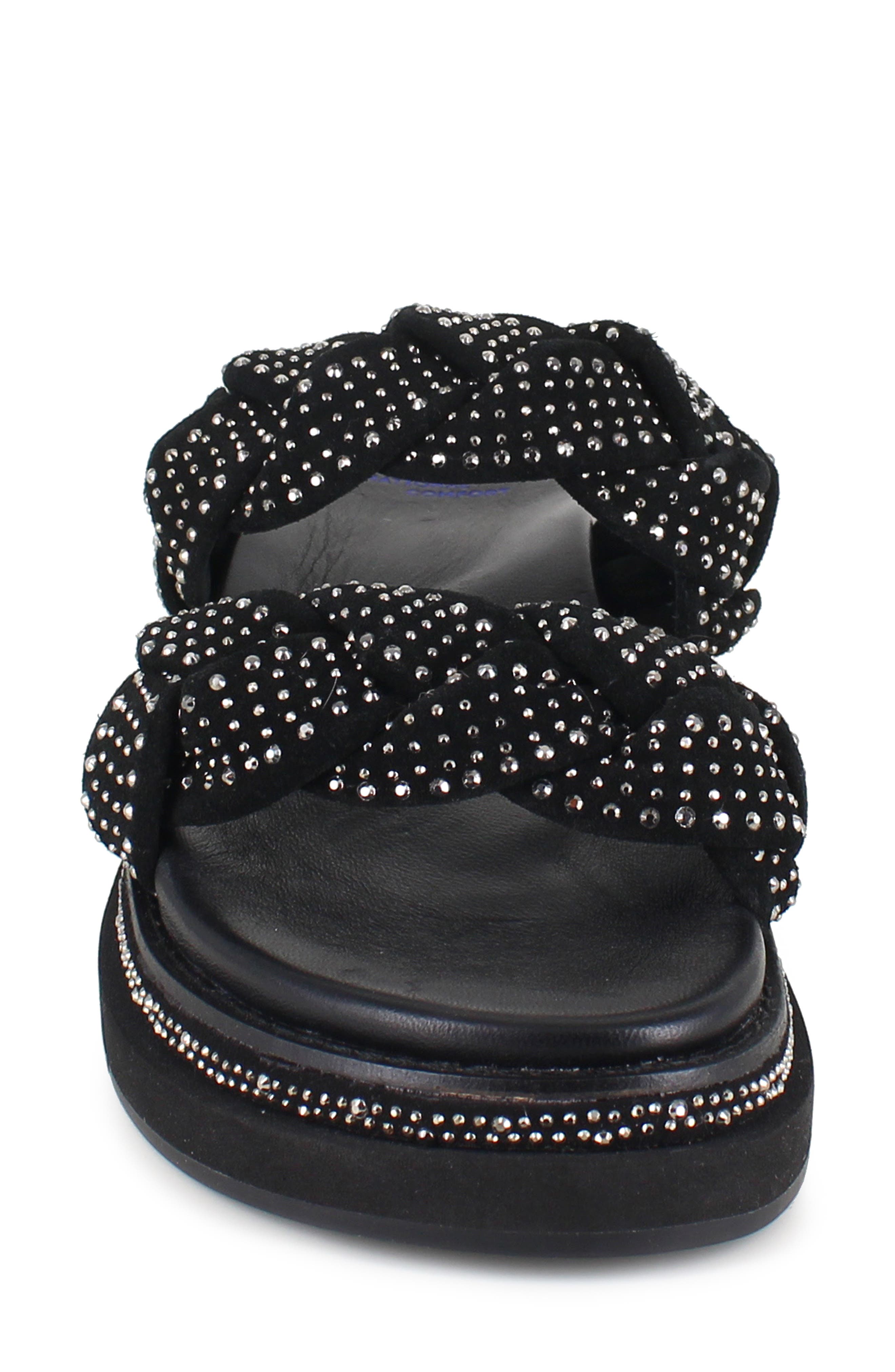 National Comfort Karena Braided Platform Slide Sandal, Alternate, color, Black Suede