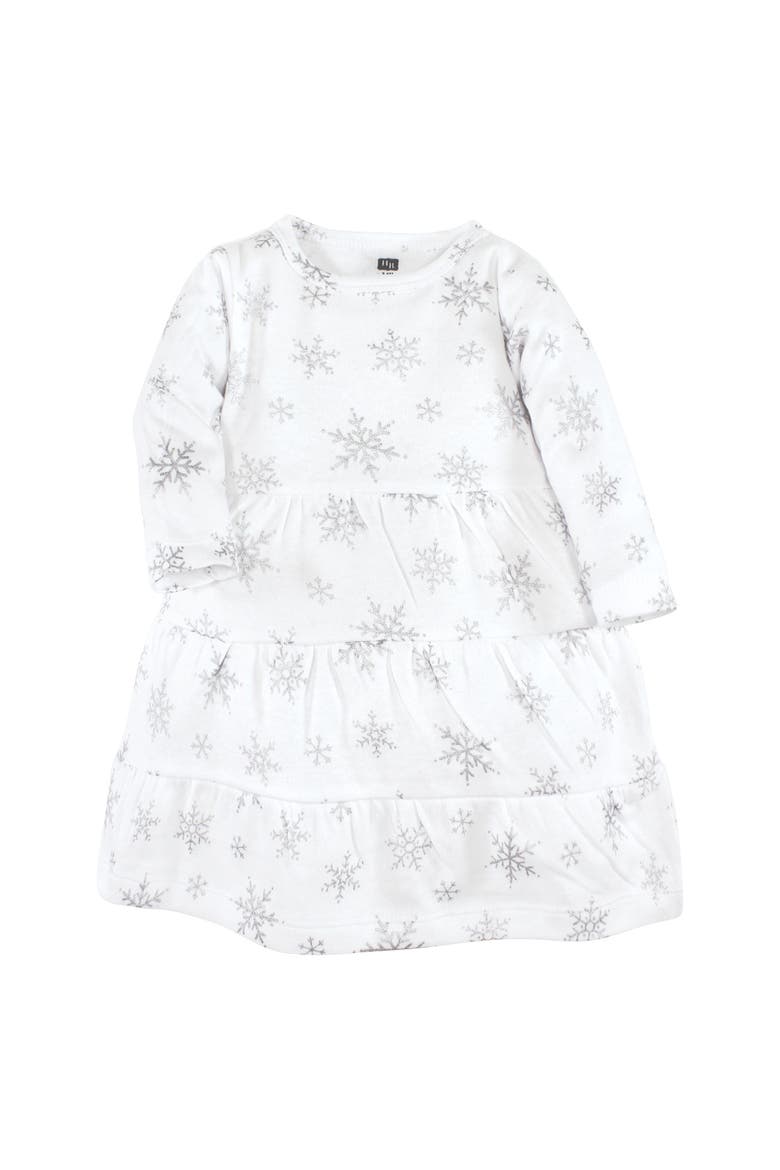 2pk Long Sleeve Dress (baby), Alternate, color, Metallic Snowflake Star