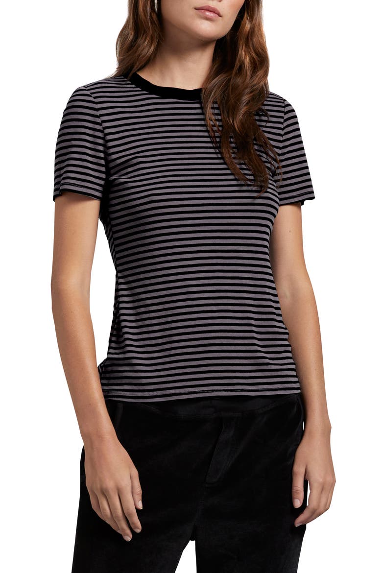 Stripe Crewneck Tee, Main, color, OXIDE/ BLACK