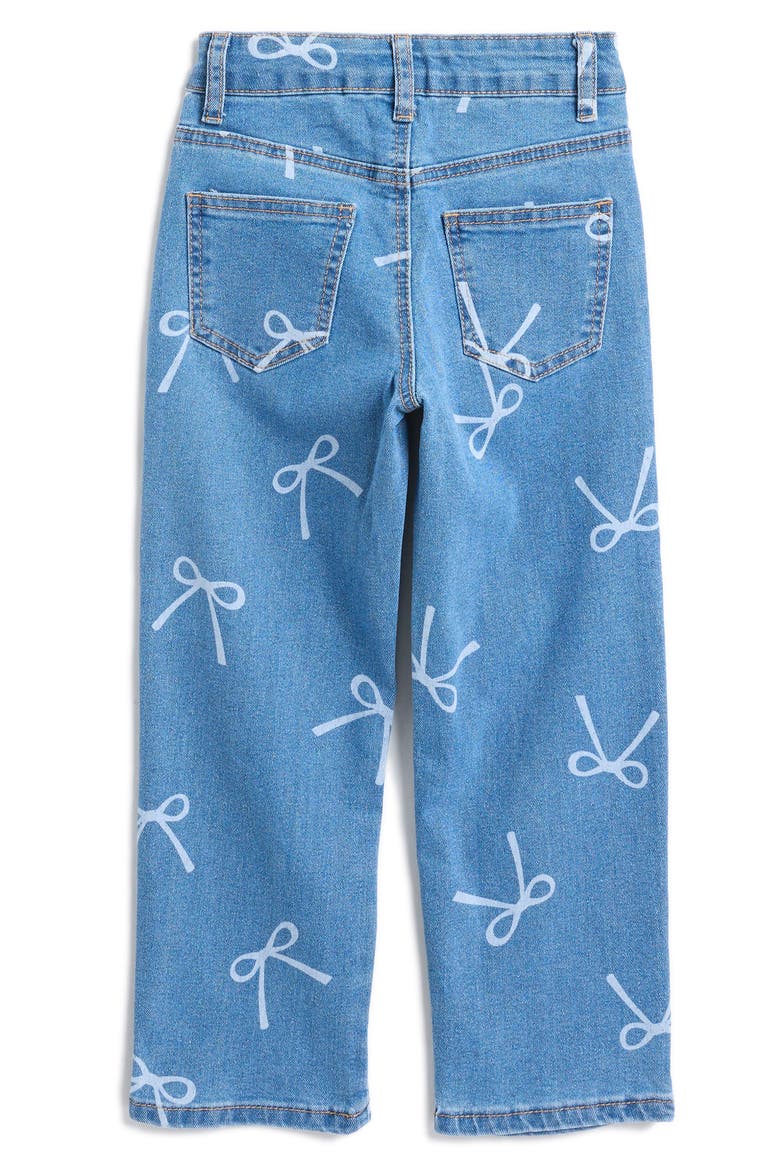 Kids' Bow Print Straight Leg Jeans, Alternate, color, MEDIUM DARK WASH