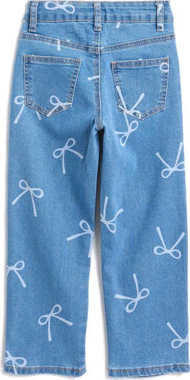 Kids' Bow Print Straight Leg Jeans