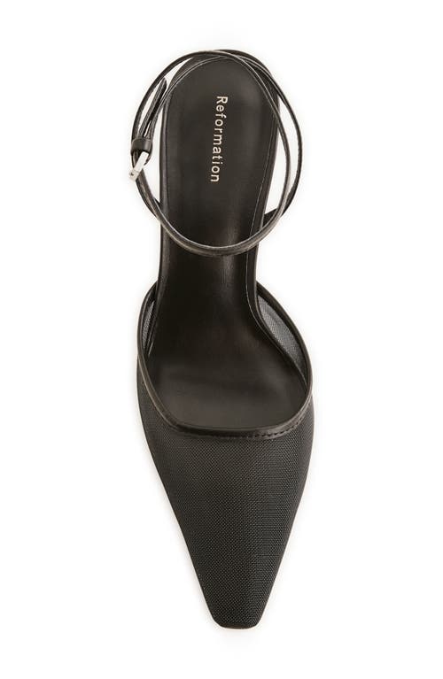 Reformation Natasha Ankle Strap Mesh Pump In Black Mesh