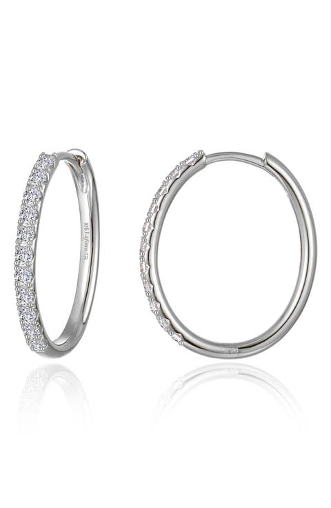 Alina Pavé Simulated Diamond Small Oval Hoop Earrings