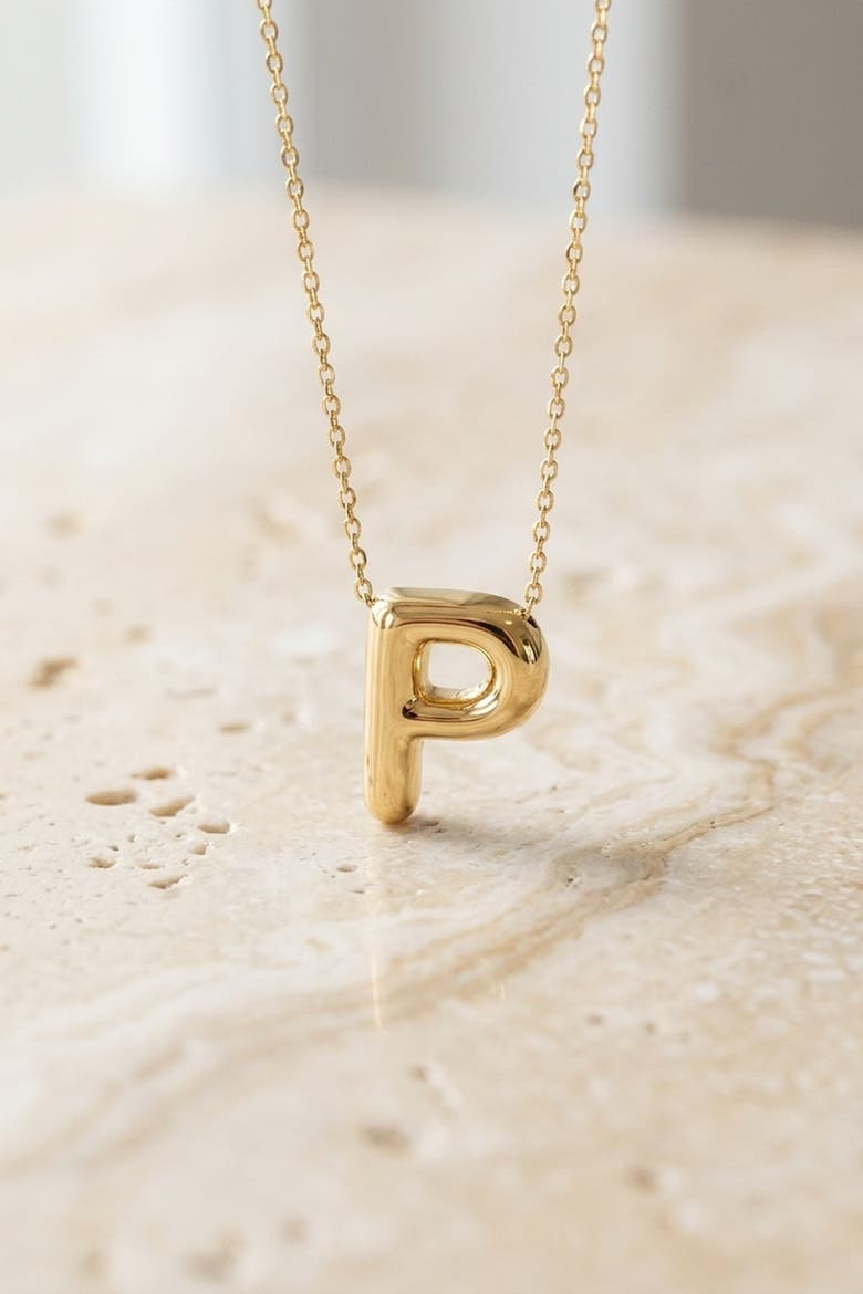 14K Gold Letter Initial Pendant Necklace, Alternate, color, Letter P