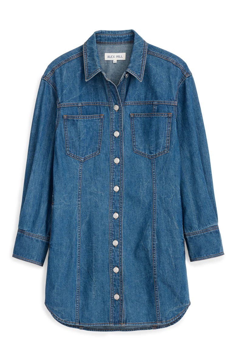 Marissa Long Sleeve Denim Shirtdress, Main, color, DAIKANYAMA WASH