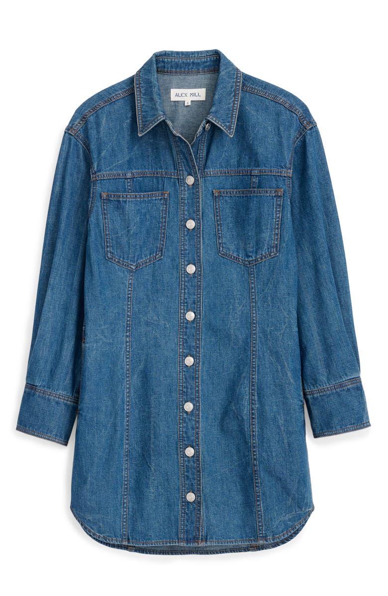 Alex Mill Marissa Long Sleeve Denim Shirtdress, Main, color, Daikanyama Wash