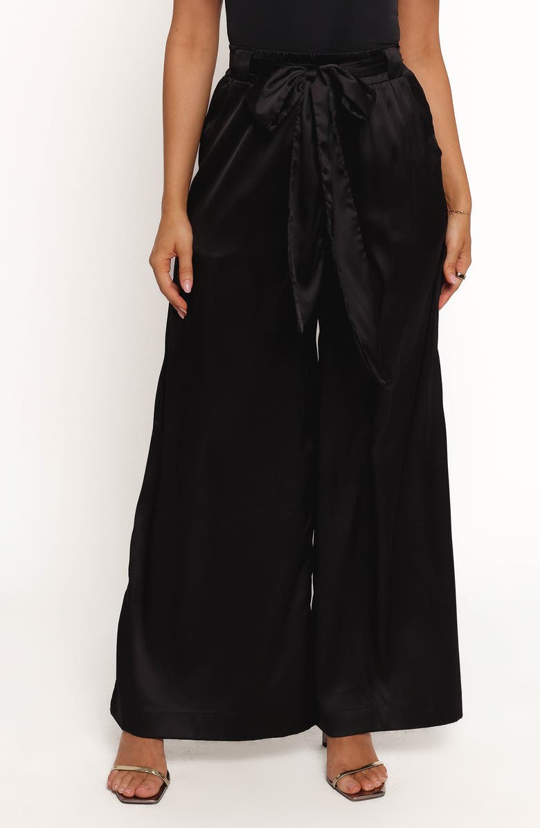 Petal & Pup Alie Satin Wide Leg Pants, Main, color, Black