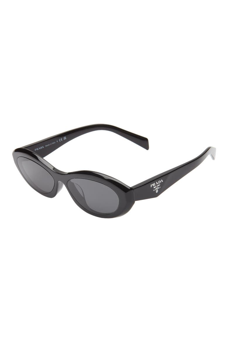 56mm Oval Sunglasses, Alternate, color, BLACK