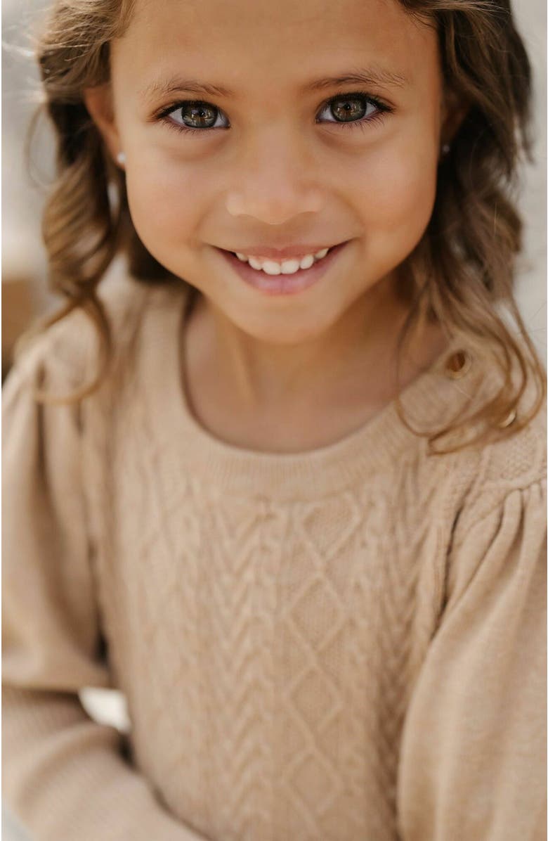 Hope & Henry Girls' Organic Cable Bodice Sweater Dress, Kids, Alternate, color, 