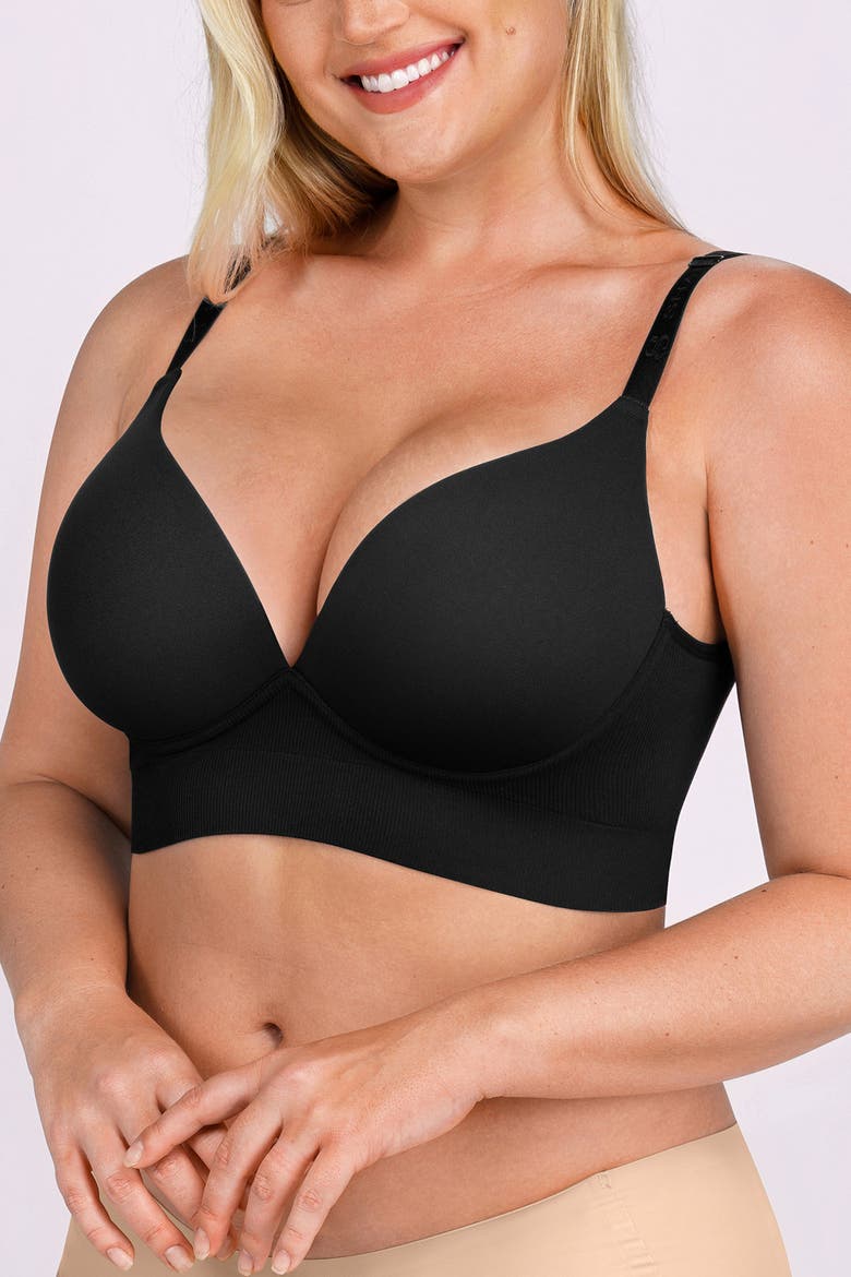 Everyday Back Smoothing Wireless Push-Up Bra, Alternate, color, Black