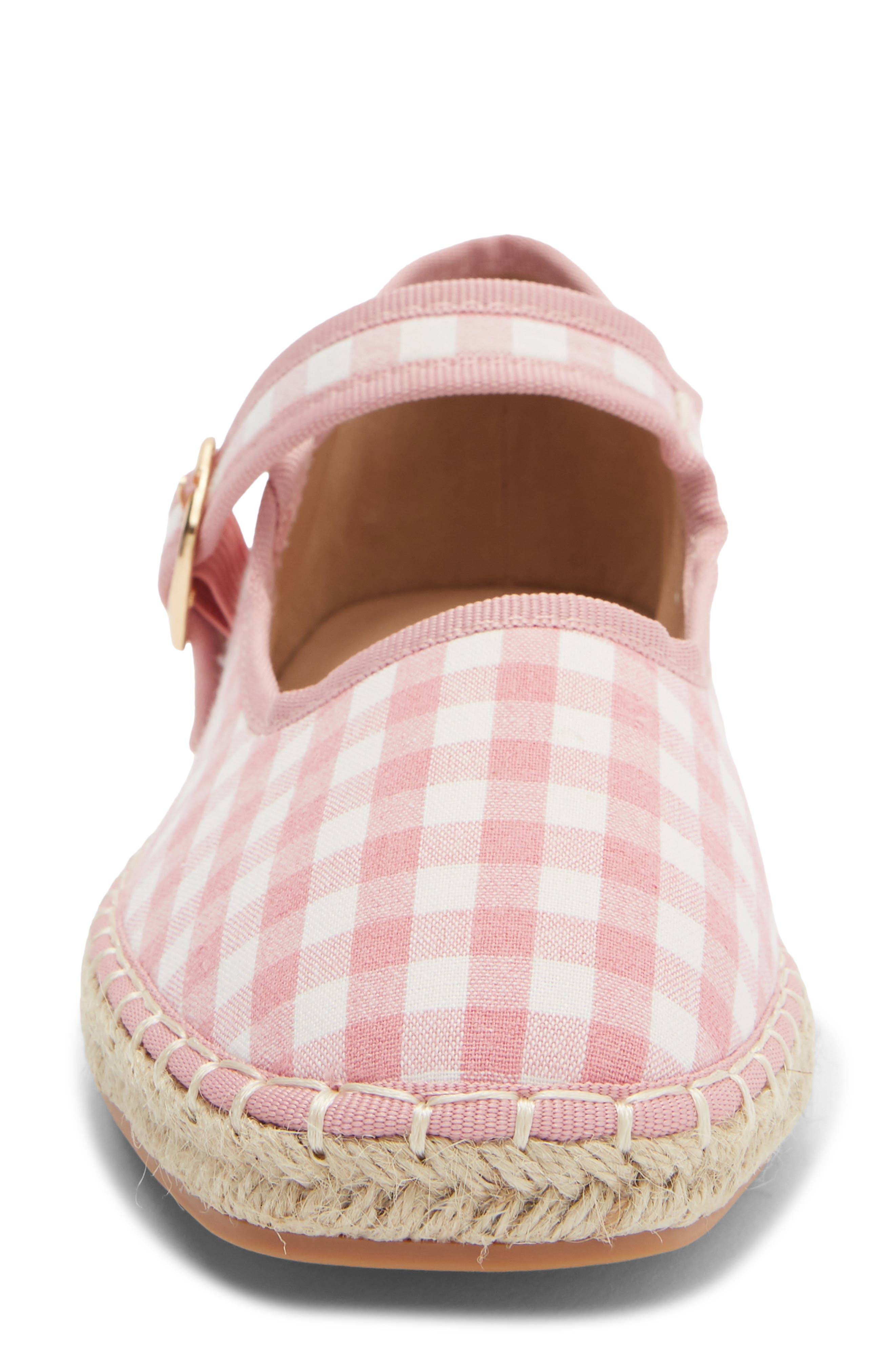 Fallon Gingham Mary Jane Flat, Alternate, color, PINK CANVAS