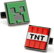 Cufflinks, Inc. x Minecraft Creeper & TNT Gunmetal Cuff Links
