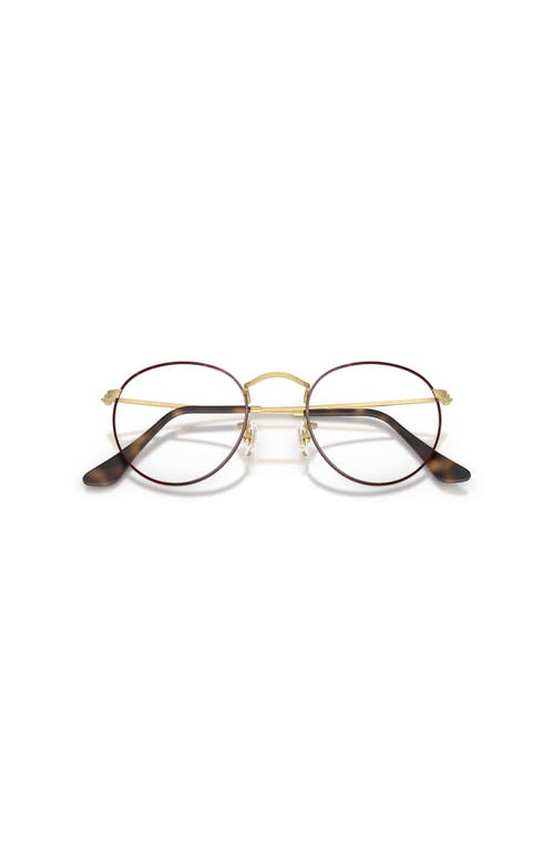 Ray Ban Ray-ban 47mm Round Optical Glasses In Brown
