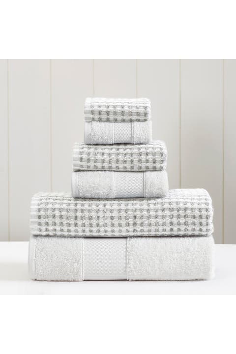 Luxury Spa Cobblestone Quick Dry 6-Piece Towel Set - White